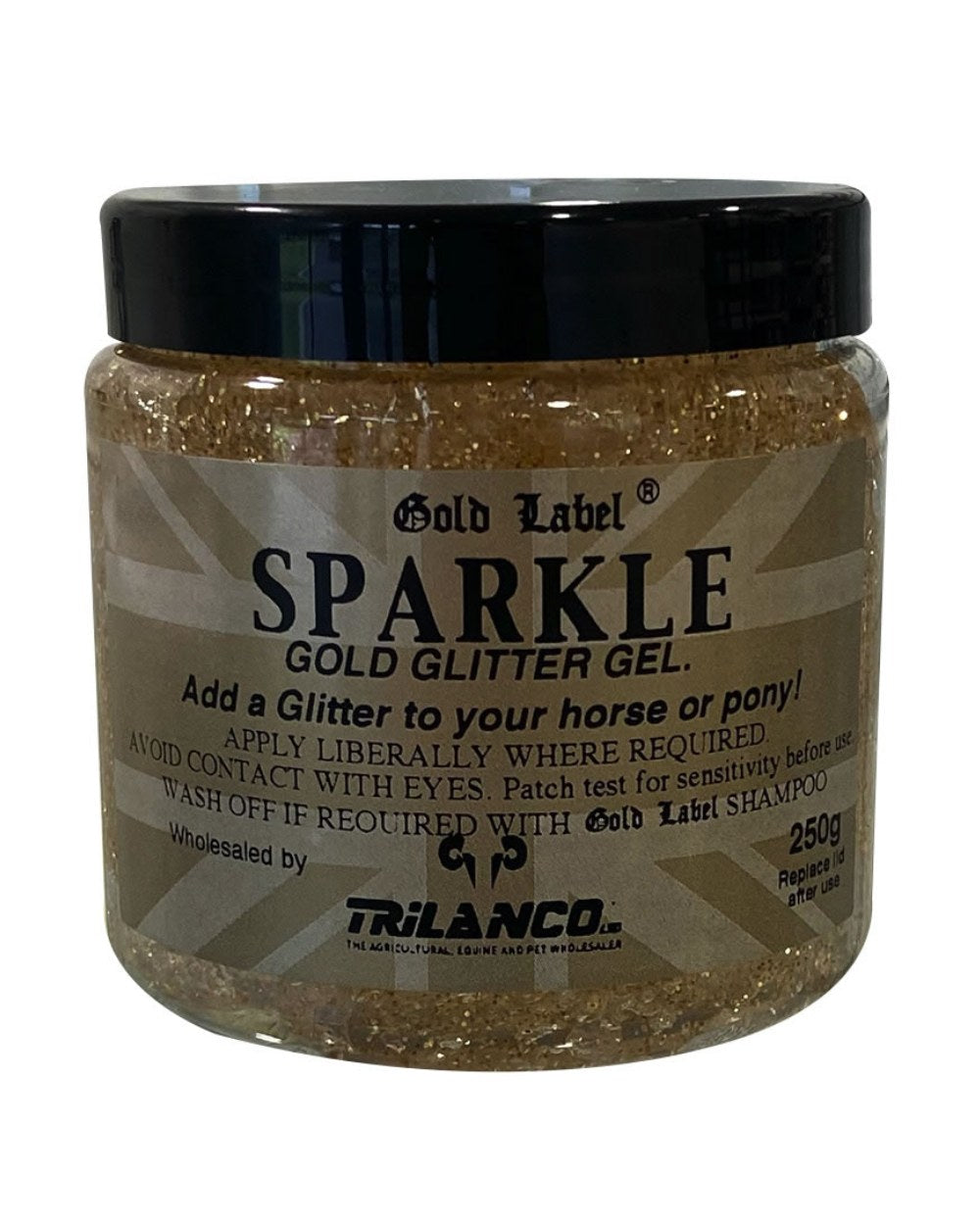 Gold Coloured Gold Label Sparkle Glitter Gel On A White Background 