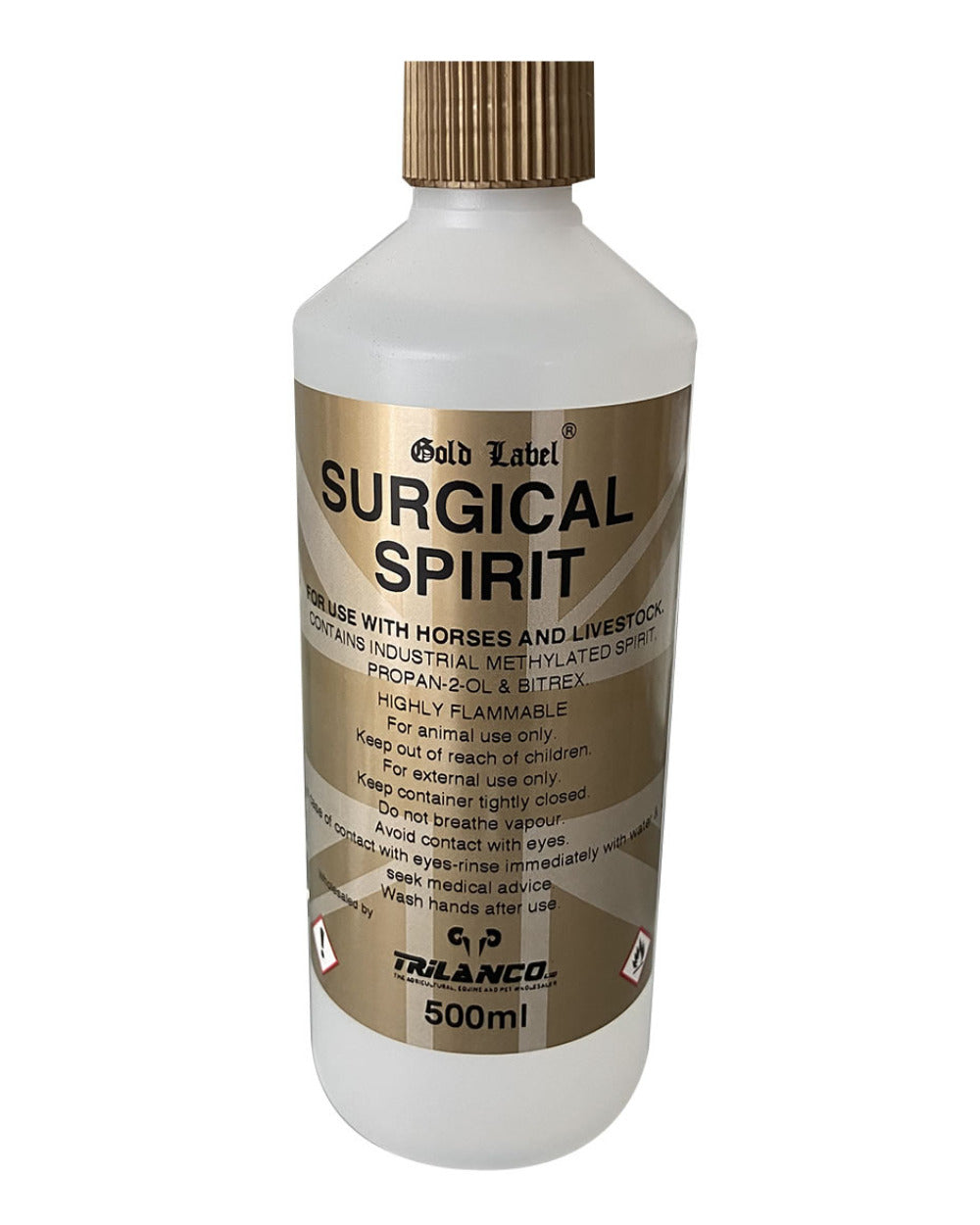 Gold Label Surgical Spirit On A White Background