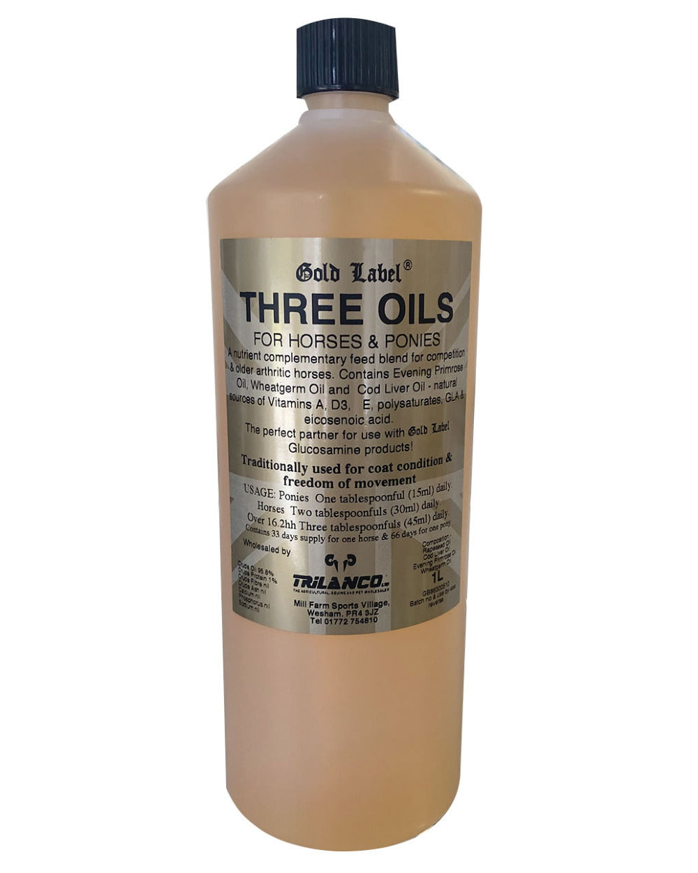 Gold Label Three Oils On A White Background