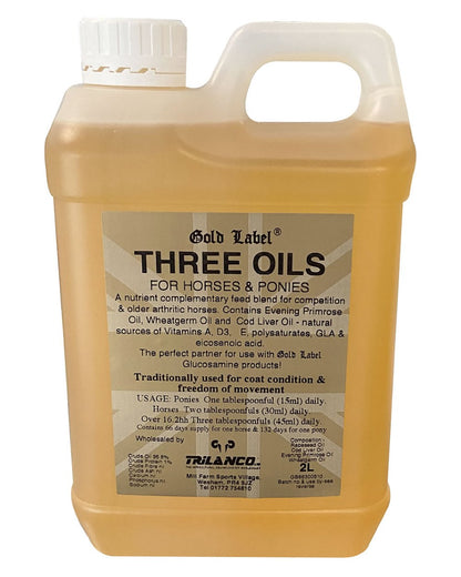 Gold Label Three Oils On A White Background