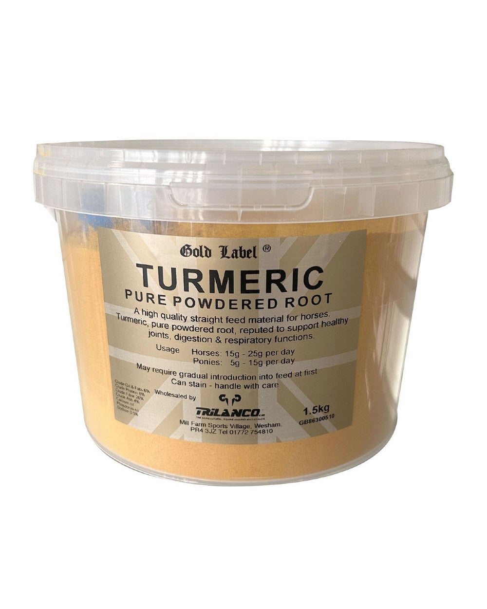 Gold Label Turmeric On A White Background