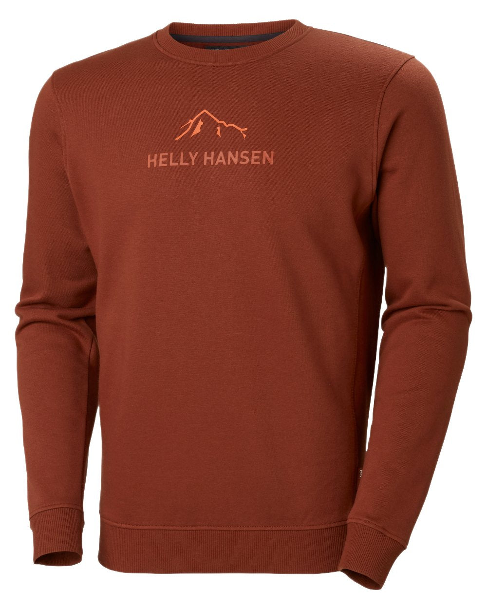 Iron Oxide Coloured Helly Hansen F2F Organic Cotton Sweater on White Background
