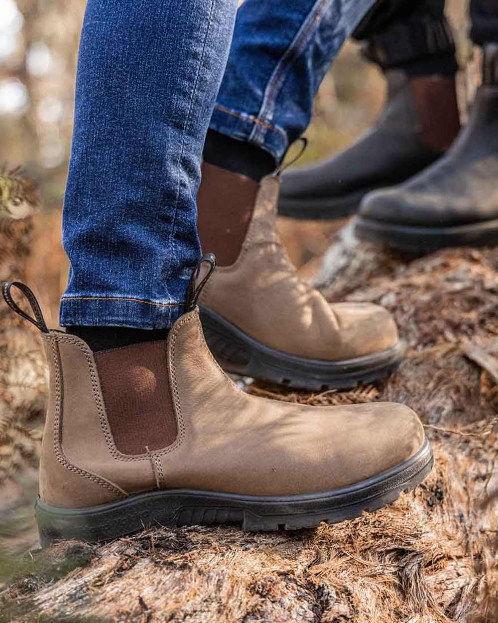 Crazyhorse Coloured Hard Yakka Brumby Non-Safety Dealer Boots on Outdoor Background
