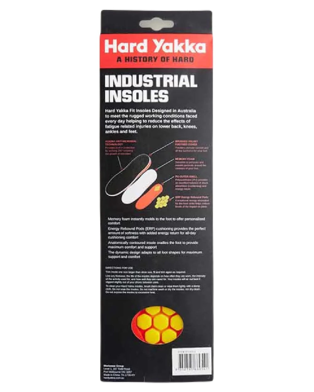 Black Coloured Hard Yakka Insoles on White Background
