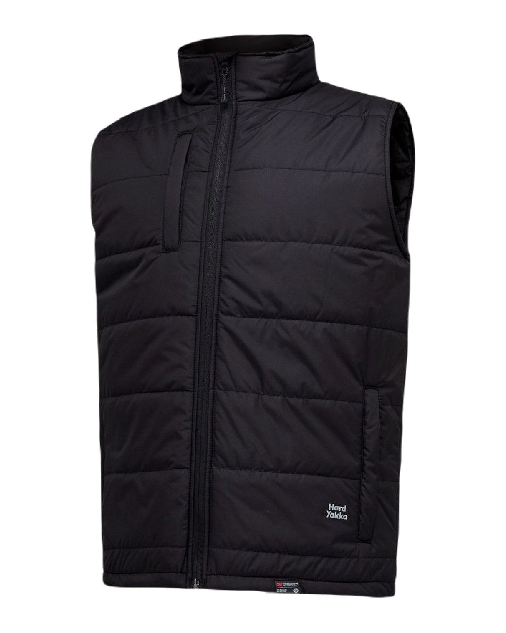 Black Coloured Hard Yakka Mens Puffa 2.0 Gilet on White Background
