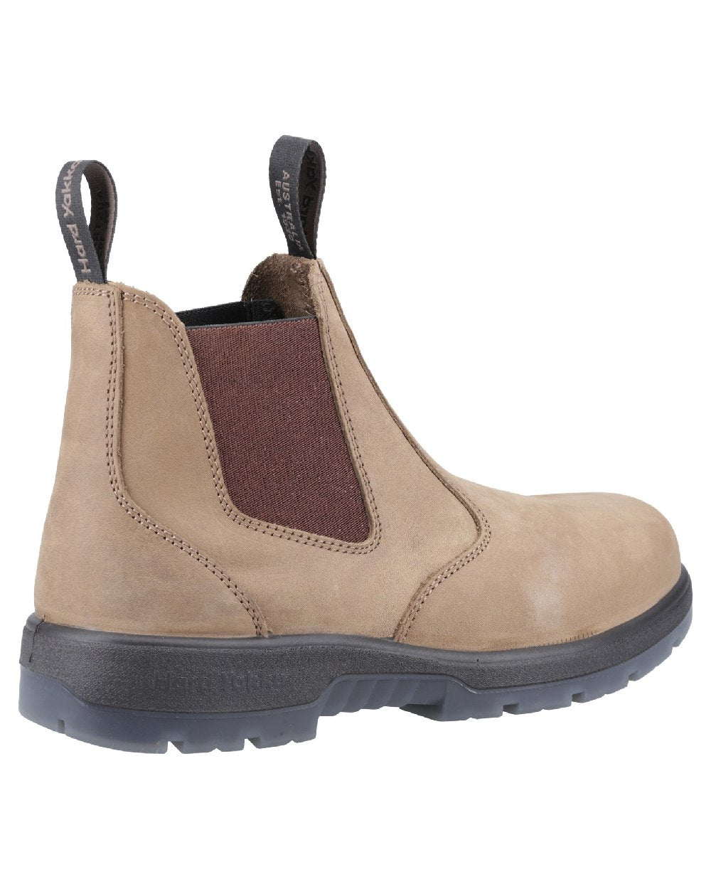 Crazyhorse Coloured Hard Yakka Outback Steel Toe Safety Dealer Boots on White Background

