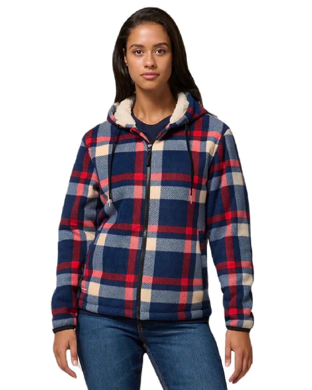 Multi Coloured Hard Yakka Womens Check Zoodie on White Background
