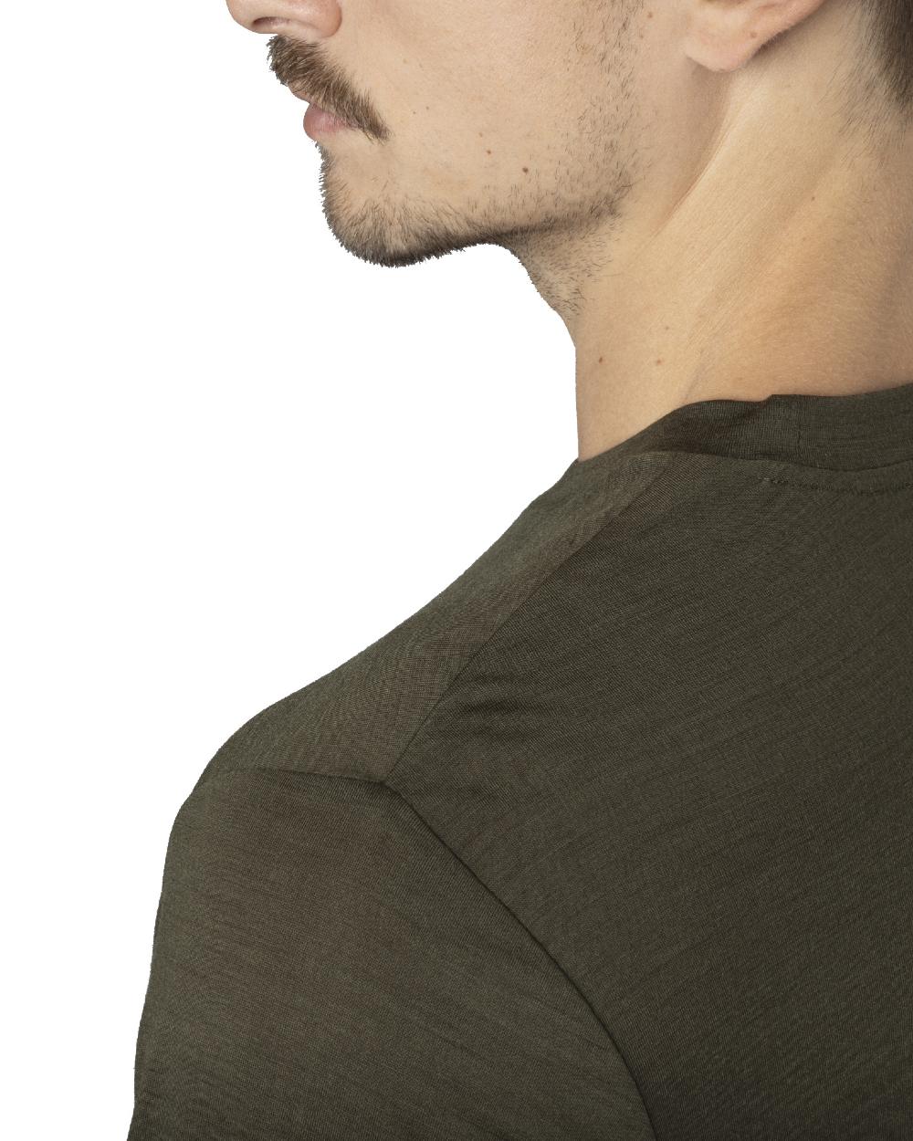 Willow Green Coloured Harkila Base All Season Long Sleeve T-Shirt On A White Background 