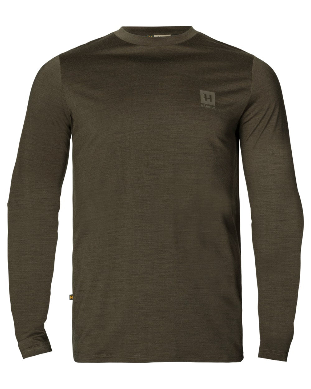 Willow Green Coloured Harkila Base All Season Long Sleeve T-Shirt On A White Background 