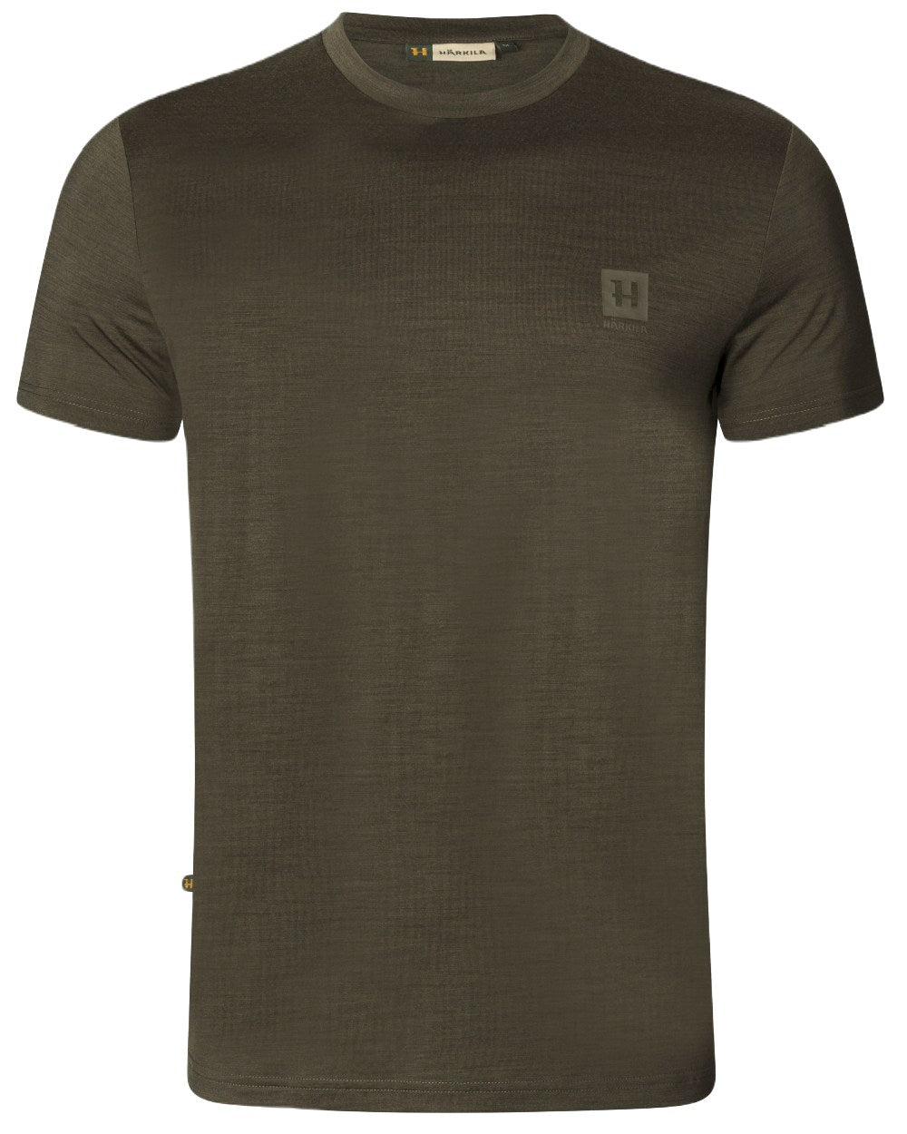 Willow Green Coloured Harkila Base All Season Short Sleeve T-Shirt On A White Background 