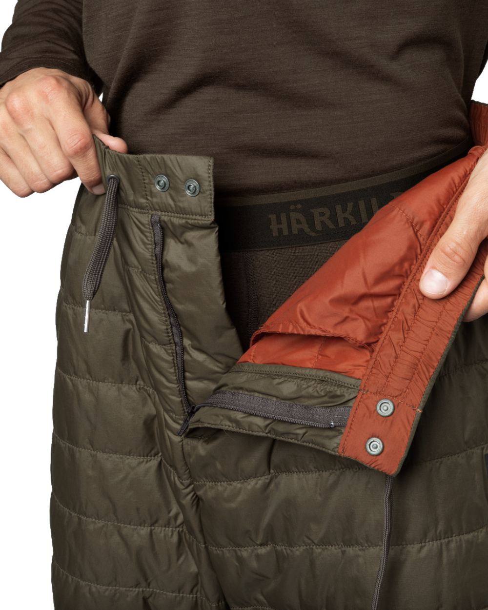 Willow Green Coloured Harkila Logmar Insulated Packable Knee Breeches on white background 