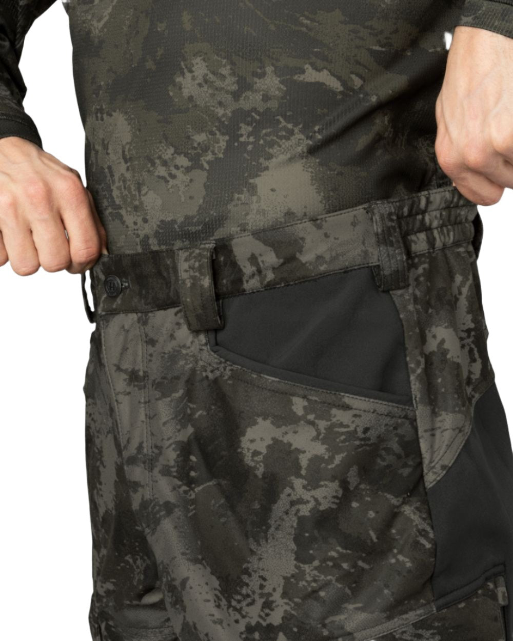 Axis Black Black Coloured Harkila NOCTYX Camo Silent Trousers On A White Background