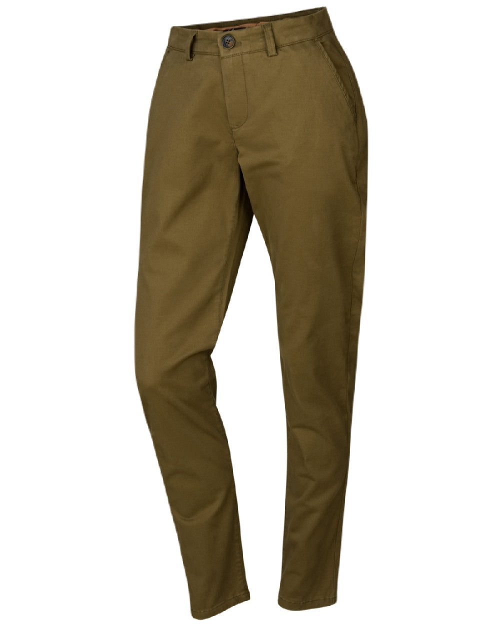 Olive Coloured Harkila Norberg Lady Chinos on White Background
