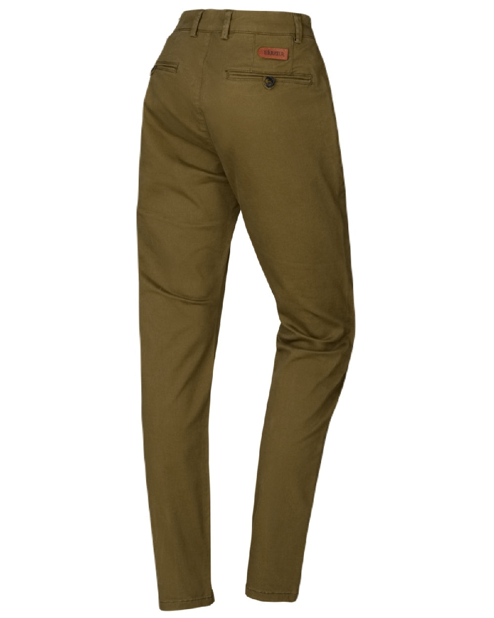 Olive Coloured Harkila Norberg Lady Chinos on White Background
