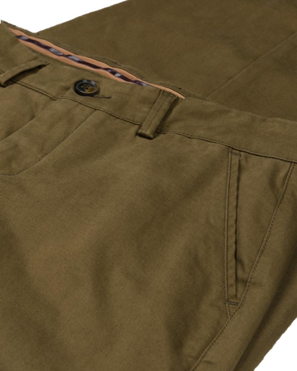 Olive Coloured Harkila Norberg Lady Chinos on White Background
