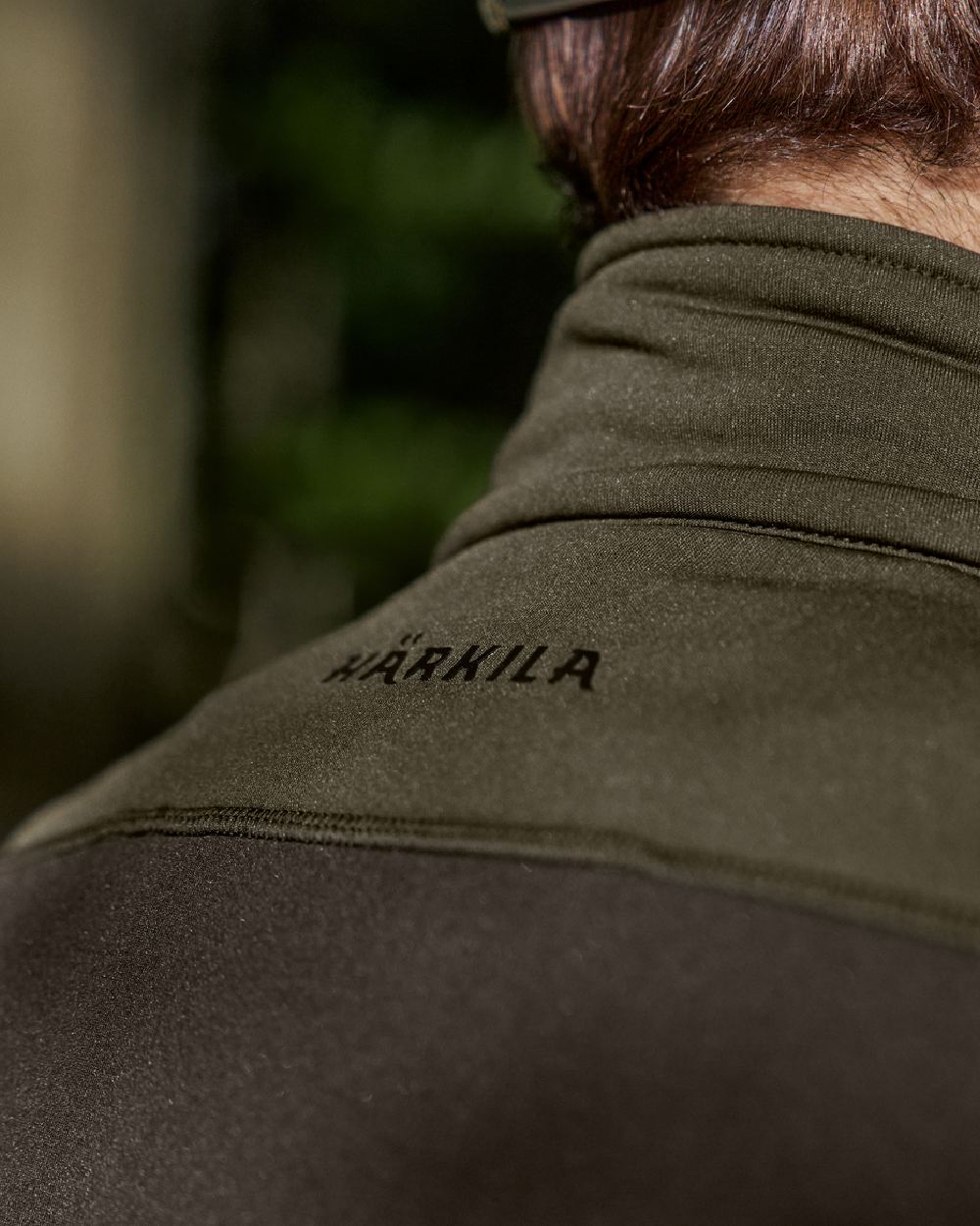 Shadow Brown Forest Night Coloured Harkila Olaf Fleece Jacket on outdoor background 