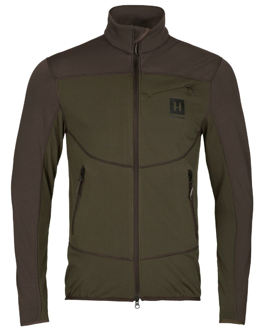 Willow Green Shadow Grey Coloured Harkila Olaf Fleece Jacket on white background 