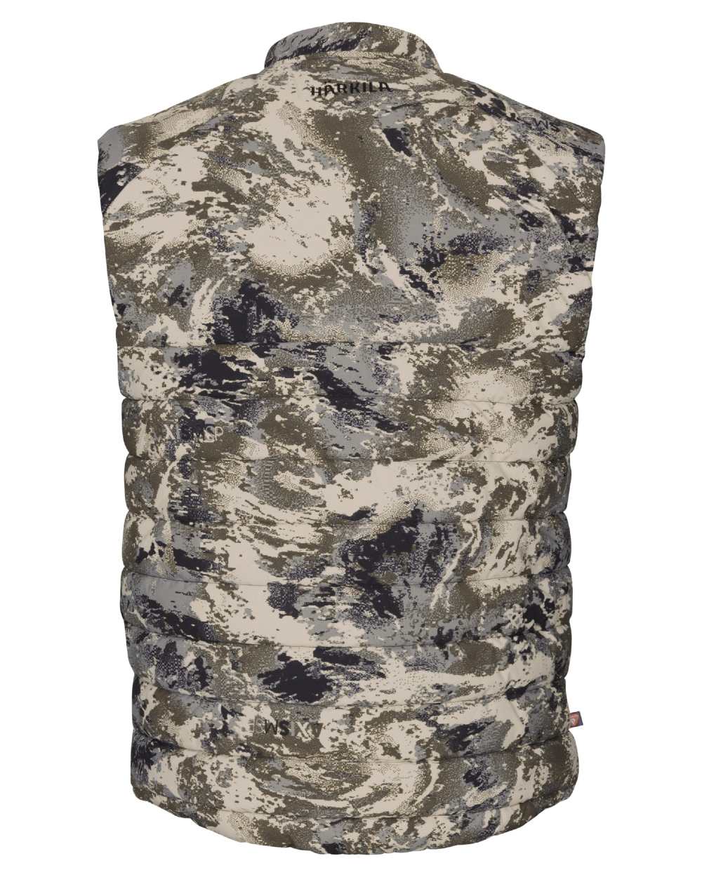 AXIS Mountain Coloured Harkila Camo HSP Insulated Waistcoat on white background 