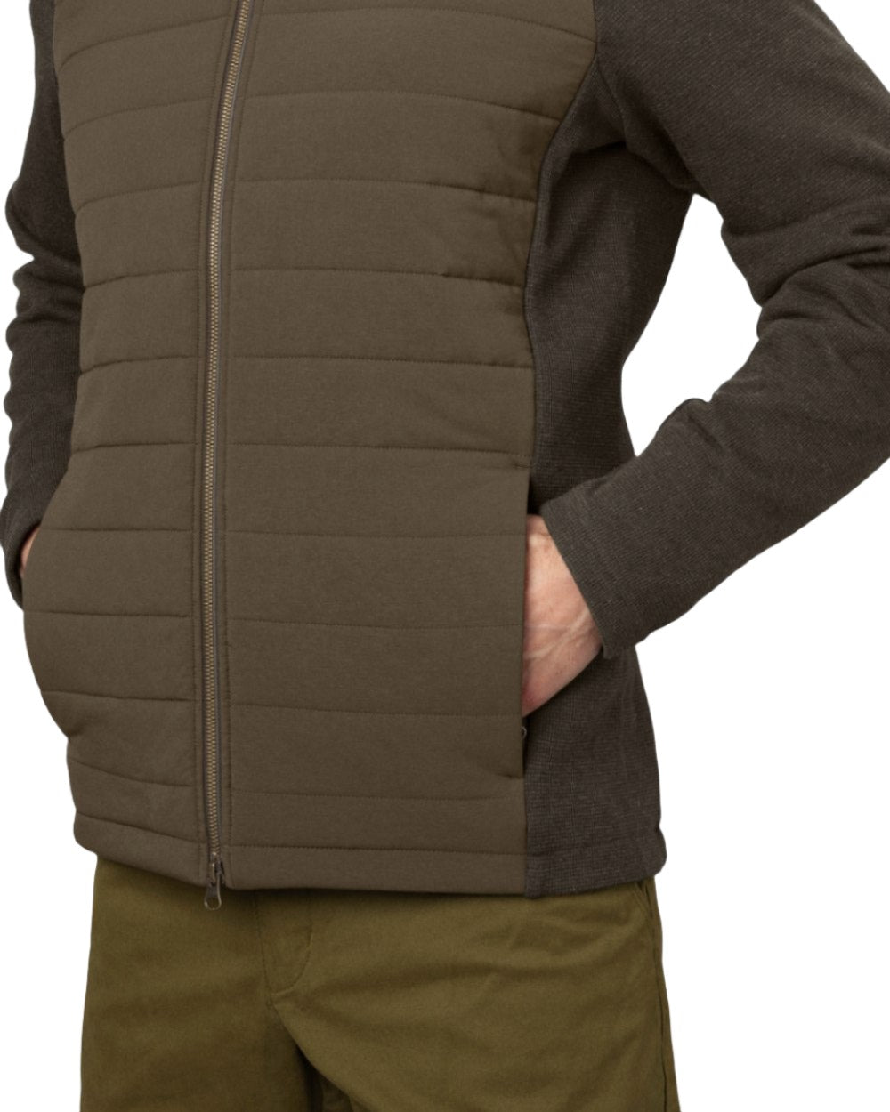 Willow Green Coloured Harkila Sandhem Pro Insulated Cardigan on white background 