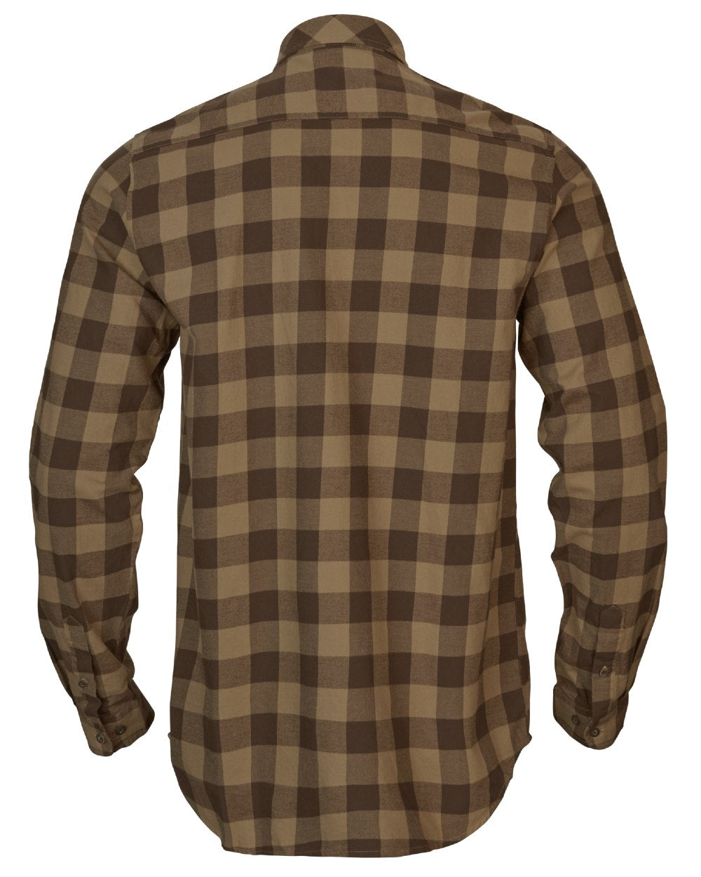 Bronze Antique Check Coloured Harkila Scandinavian Long Sleeve Shirt On A White Background 