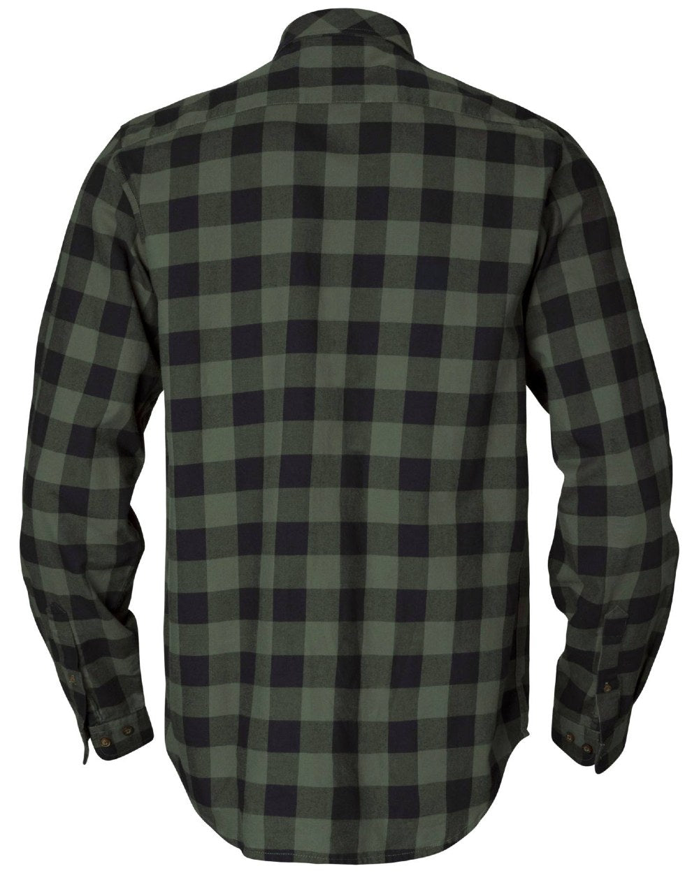 Green Check Coloured Harkila Scandinavian Long Sleeve Shirt On A White Background 