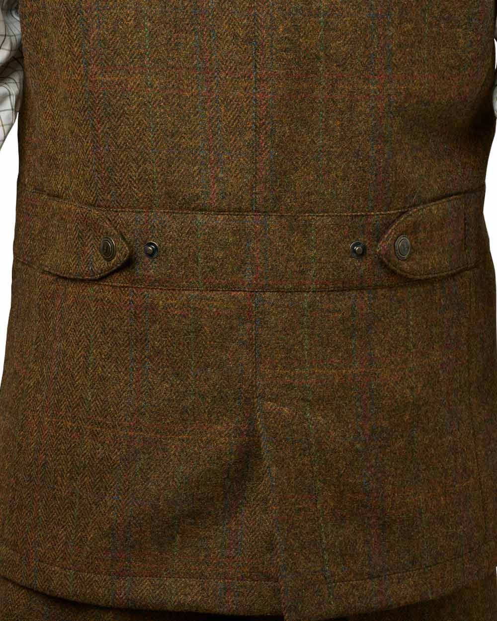 Terragon Brown coloured Harkila Stornoway 2.0 Tweed Shooting Waistcoat on White background