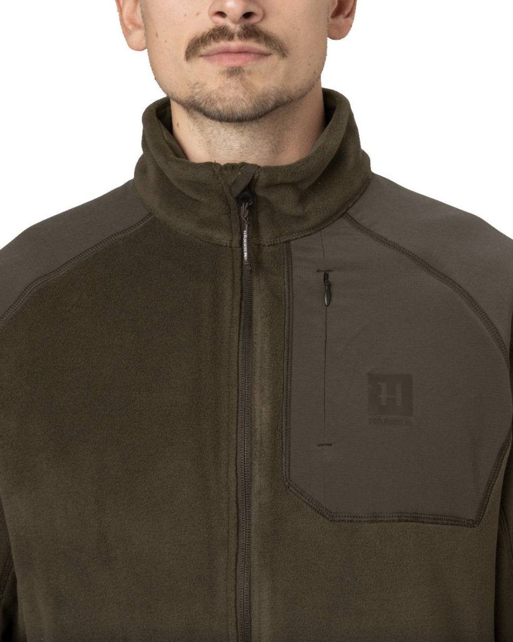 Shadow Brown Coloured Harkila Venjan 2.0 Fleece Jacket On A White Background 