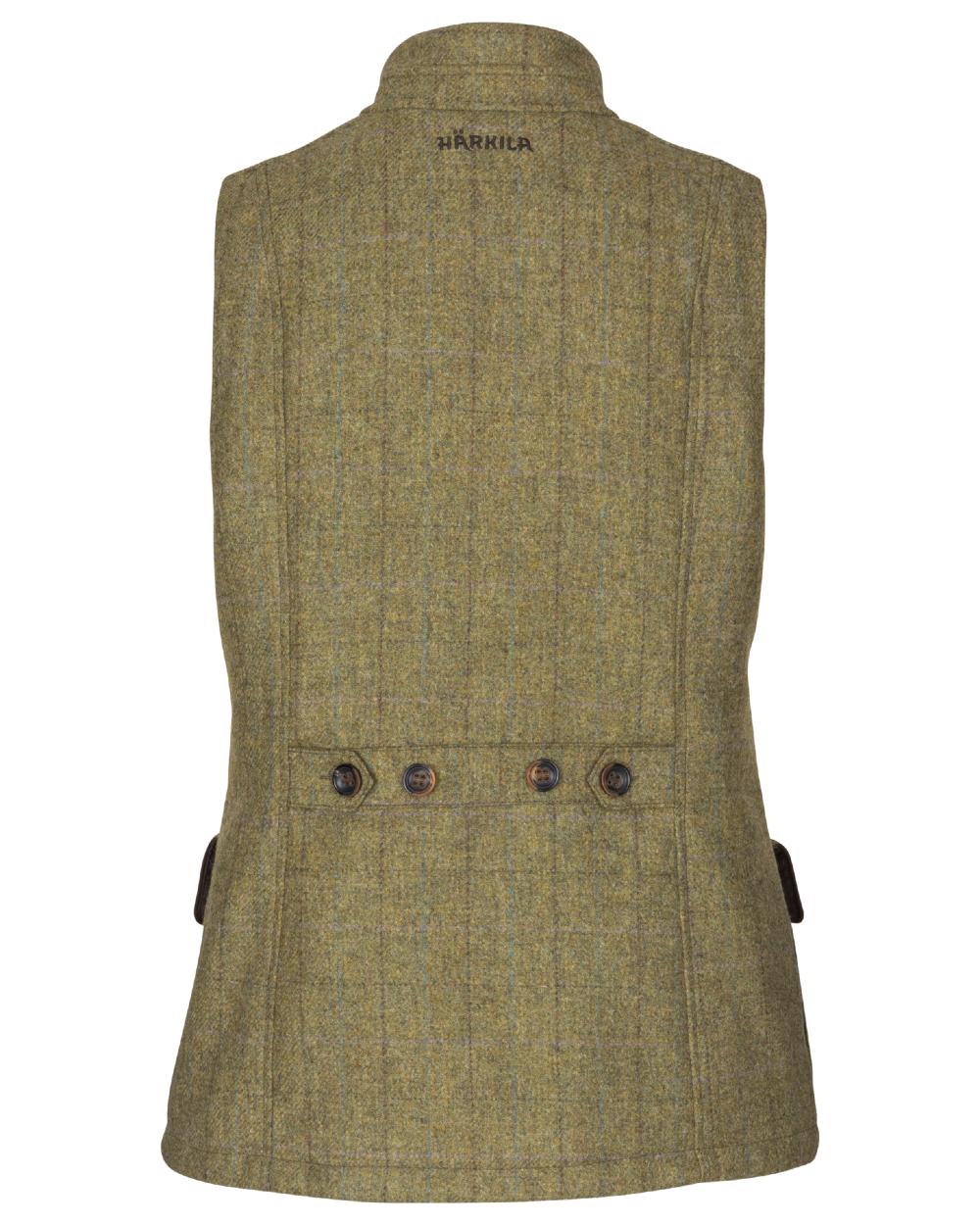 Olive Coloured Harkila Womens Jura Waistcoat On A White Background