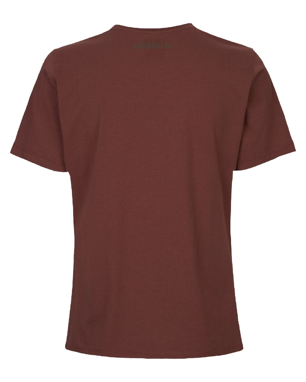 Hot Chocolate Coloured Harkila Womens Nature Short Sleeve T-Shirt on White Background
