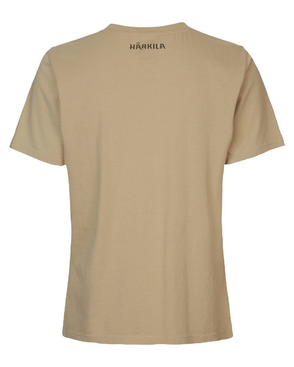 Sand Coloured Harkila Womens Stag Badge Short Sleeve T-Shirt on white background 