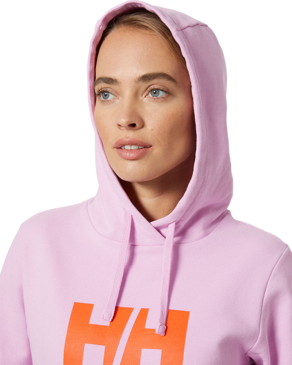 Cherry Blossom coloured Helly Hansen Womens Logo Hoodie 2.0 on White background 