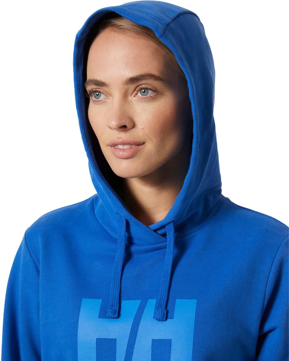 Cobalt 2.0 coloured Helly Hansen Womens Logo Hoodie 2.0 on White background 