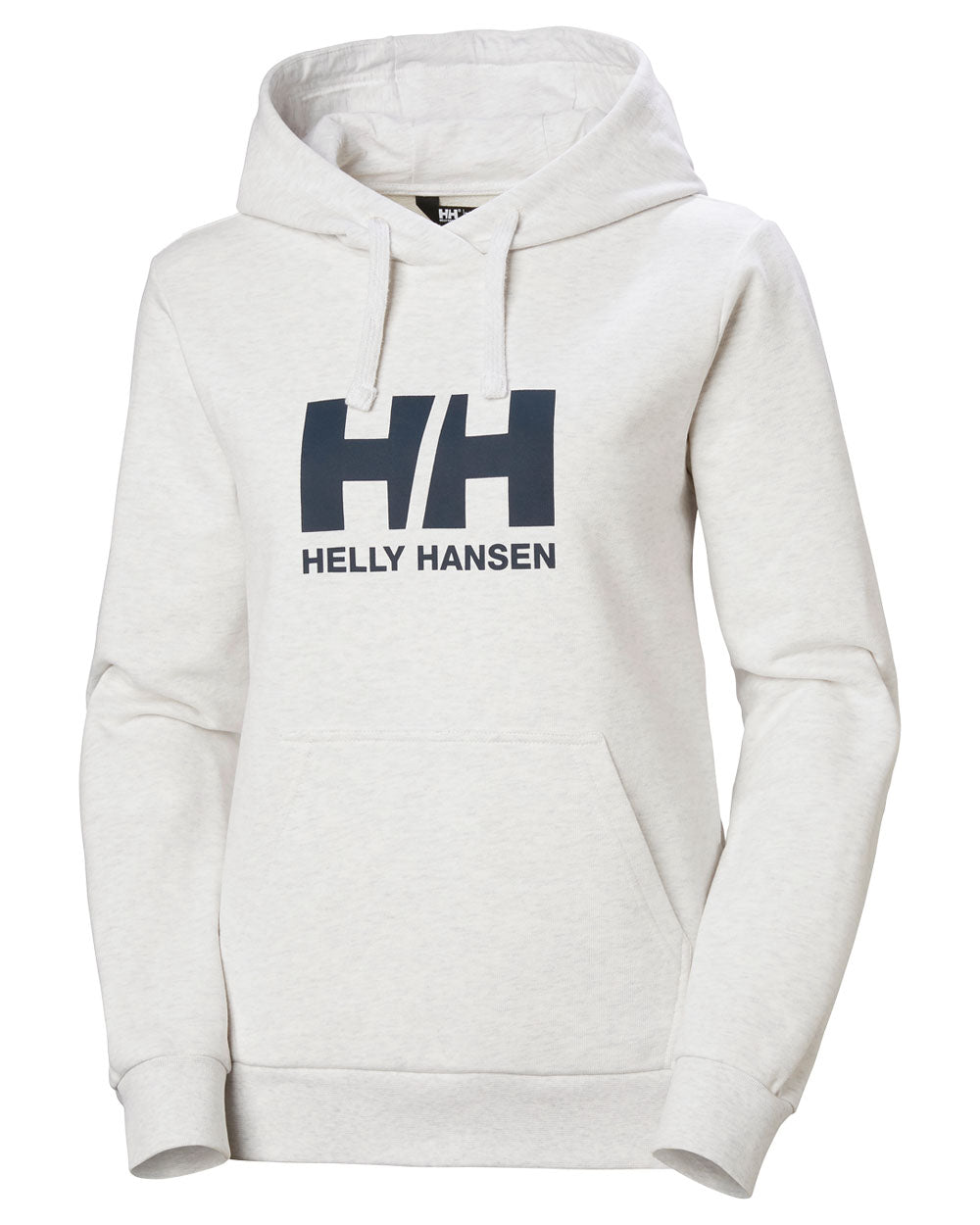 Nimbus Cloud Melange coloured Helly Hansen Womens Logo Hoodie 2.0 on White background 