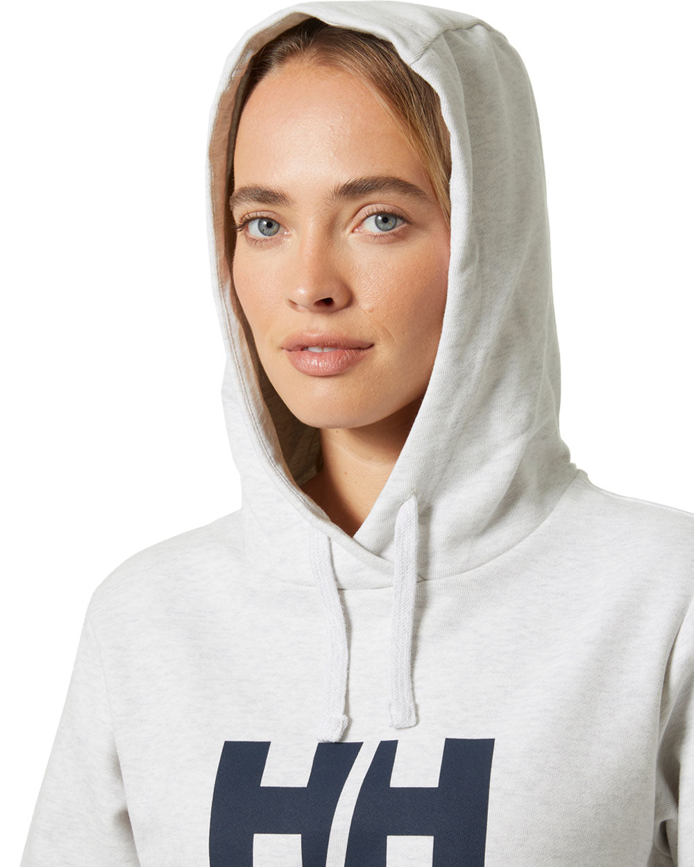 Nimbus Cloud Melange coloured Helly Hansen Womens Logo Hoodie 2.0 on White background 