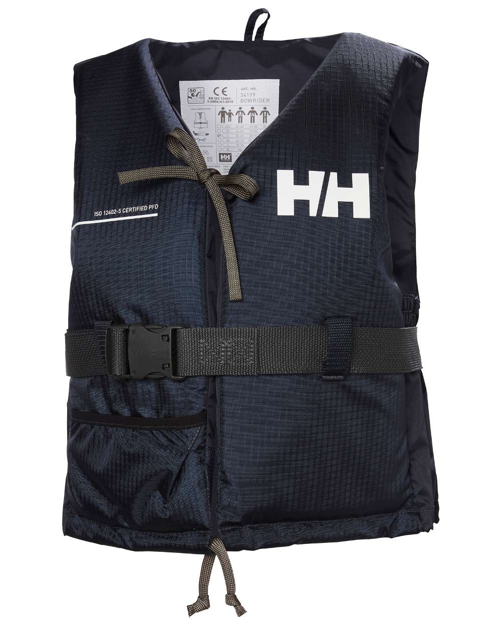 Navy coloured Helly Hansen Bowrider Life Vest on white background 