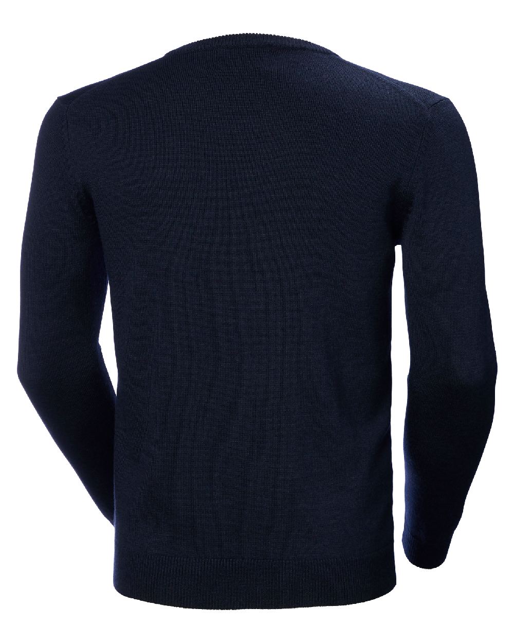 Navy coloured Helly Hansen Mens Shore Merino Sweater on White Background 