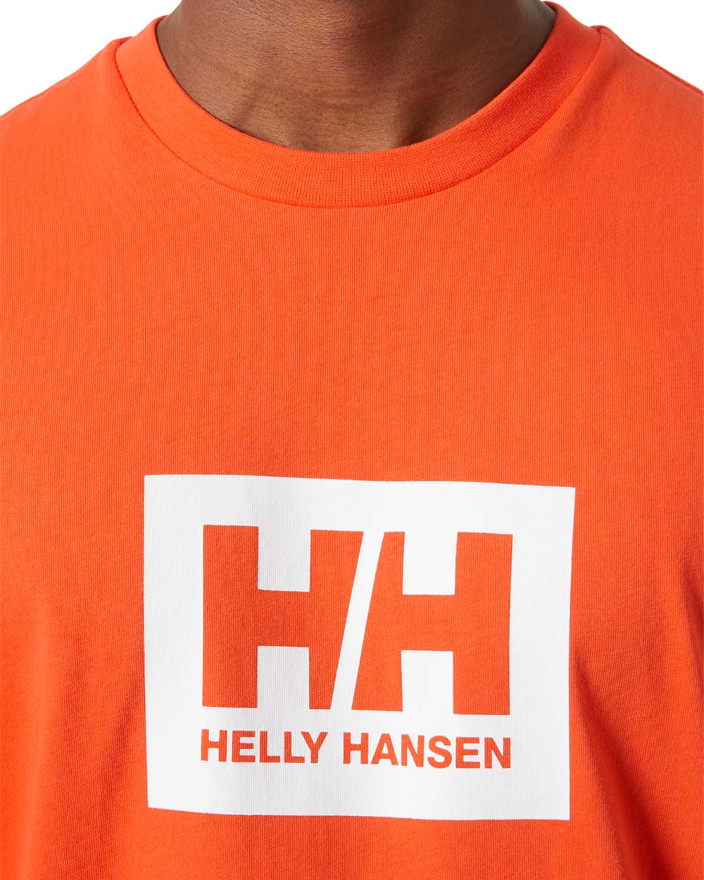 Flame coloured Helly Hansen Box T-Shirt on White background 