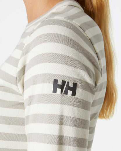 Mellow Grey coloured Helly Hansen Womens Arctic Ocean Long Sleeve T-Shirt on grey background 