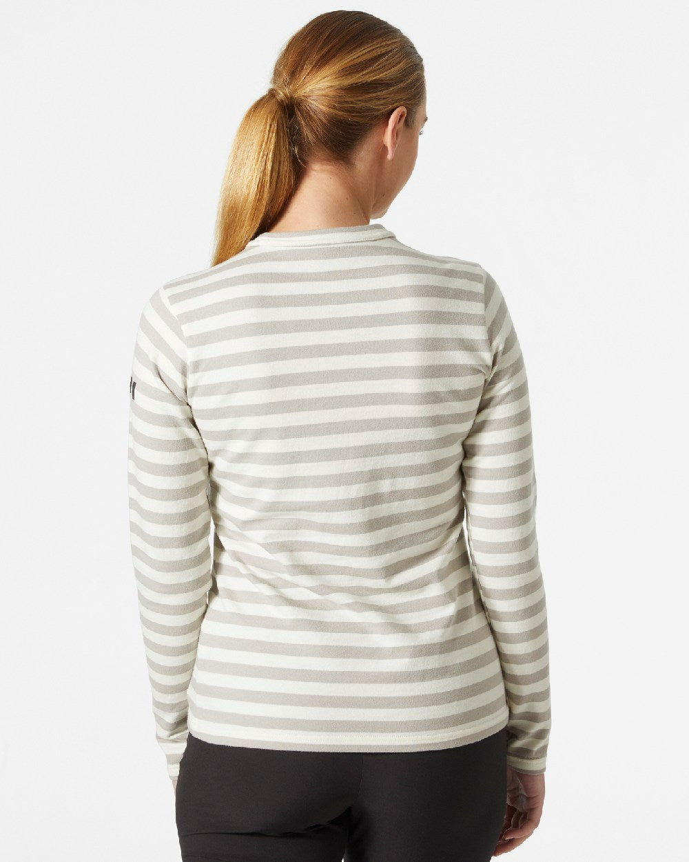 Mellow Grey coloured Helly Hansen Womens Arctic Ocean Long Sleeve T-Shirt on grey background 