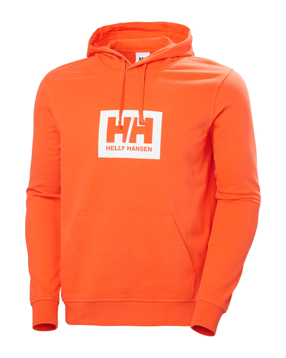 Flame coloured Helly Hansen Box Hoodie on White background 