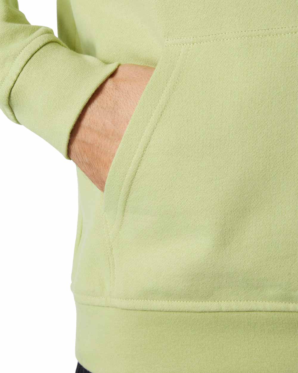 Iced Matcha coloured Helly Hansen Box Hoodie on White background 