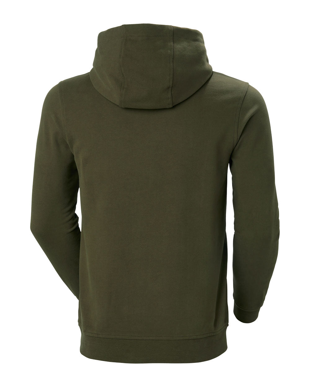 Utility Green coloured Helly Hansen Box Hoodie on White background 