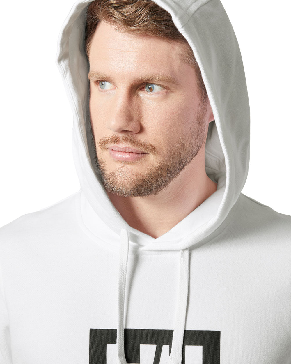 White coloured Helly Hansen Box Hoodie on White background 