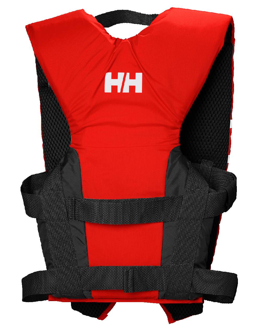 Alert Red coloured Helly Hansen Comfort Compact 50N Life Vest on white background 