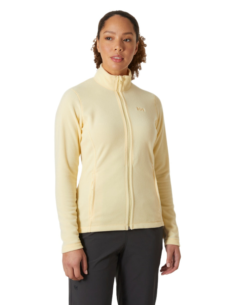 Yellow Cream Coloured Helly Hansen Daybreaker Ladies Fleece Jacket on White Background
