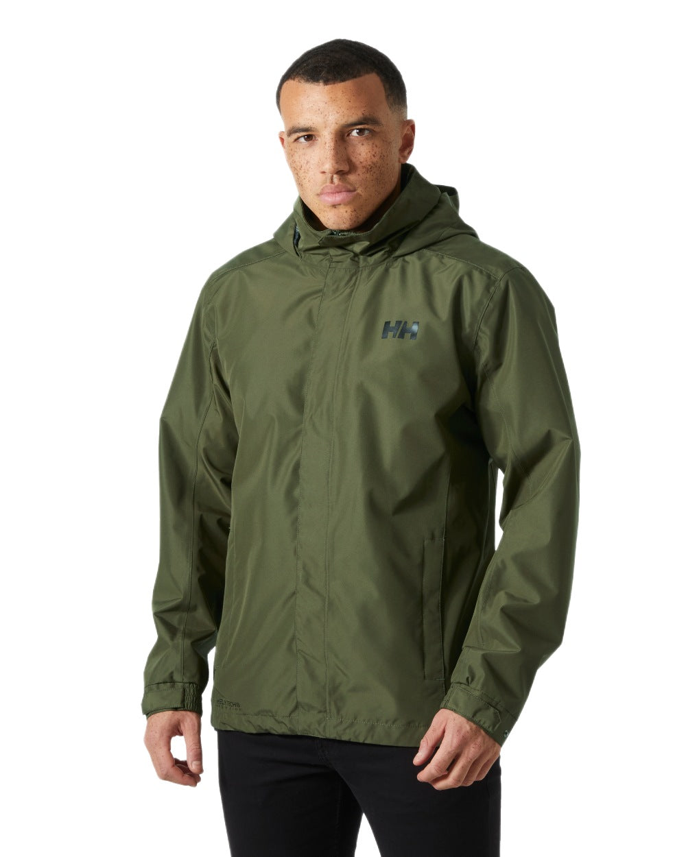 Utility Green Coloured Helly Hansen Dubliner Jacket on White Background
