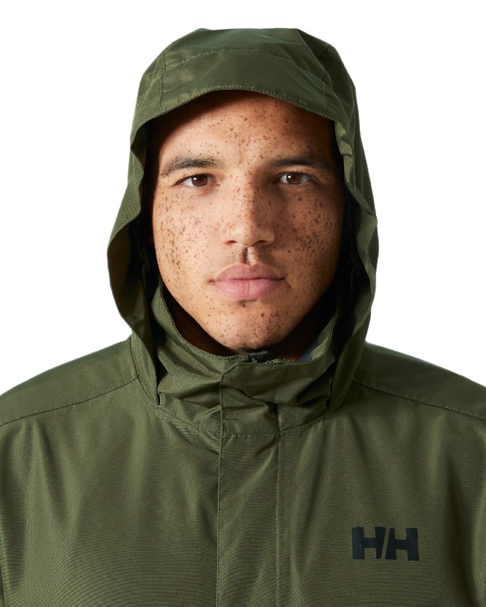 Utility Green Coloured Helly Hansen Dubliner Jacket on White Background
