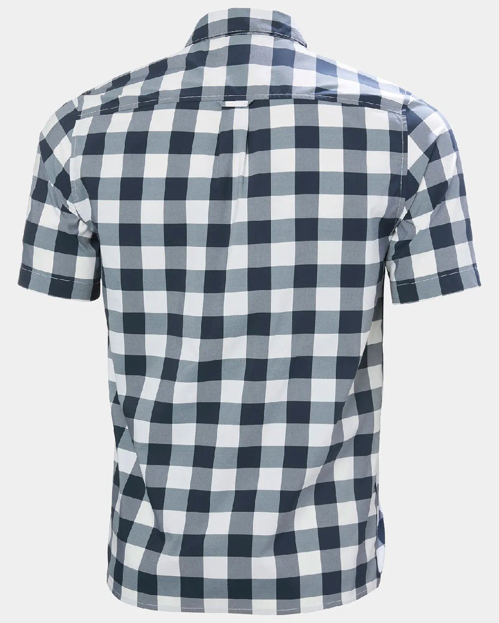 Navy Gingham coloured Helly Hansen Mens Fjord Quick Dry Short Sleeves Shirt 2.0 on grey background 