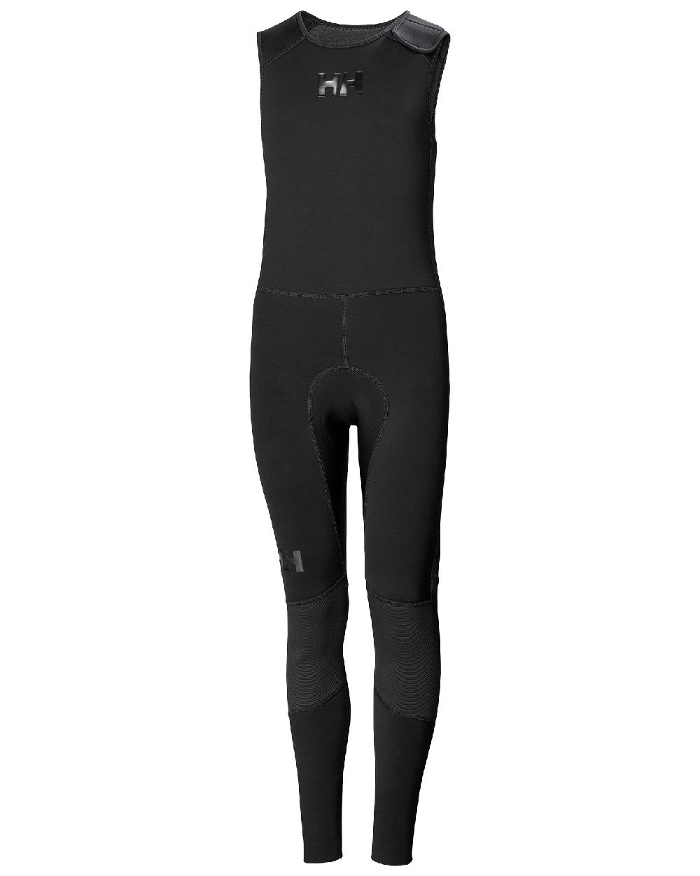 Black coloured Helly Hansen Junior Waterwear Salopette on white background 