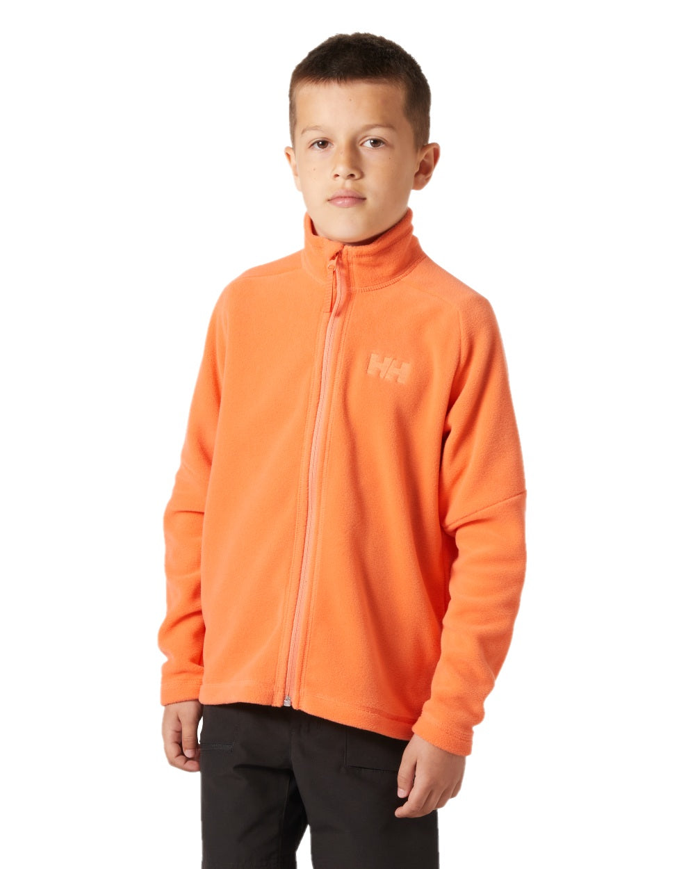 Bonfire Coloured Helly Hansen Juniors Daybreaker 2.0 Jacket on White Background
